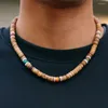 Choker mode heren ketting natuurlijke kokosnoot schil houten kraag 19 centimeter colar tijger ogen huiling steen collana cadeau voor hem