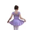 Scene Wear Ballet Leotard för småbarnsflickor Gymnastik Kids Dance Costume Suit Lace Bodysuit med Tutu kjolar Dancewear Child