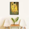 Gustav Klimt Kiss Wall Art Vintage Canvas Prints Classic berömda oljemålningar Abstrakt Art Wall Poster Retro Bilder för vardagsrumsdekor