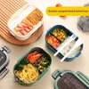 Dinnerware Student Lunch Box Thickened PP Plastic Compartments Double-layer Office Can Be Microwave Heated Bento