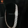 High-end Jewelry Vvs Moissanite Necklace Iced Out Cuban Chain Rose Gold Plated 18mm Pass Diamond Tester