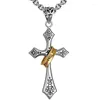 Pendant Necklaces 2024 Vintage Religious Stainless Steel Necklace Jesus Crucifix Cross With Ring For Men Women Charm Jewelry