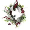 Decorative Flowers Christmas Wreath With Light Red Fruit Handmade Flower Front Door Artificial Decorations