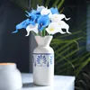 Fiori decorativi 12 pezzi di fiore artificiale finta calla nullo bianco e blu vero tocco creativo decorazioni artigianali