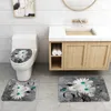 Badmatten weiße Gänseblümchen Polyester Matte Set Badezimmer Teppich wasserdichte Vorhang Duschtoilette und Rutschboden