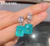 Leghier dangle ffgems Brasiliano Paraiba Emerald Tourmaline Oreri d'argento Creato Blue Stone Square per donne gioielli fini Wh3659216