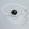 Waist Bags Bling Full Rhinestone PVC Fanny Pack For Women Cinturon Pearl Chain Belt With Coin Bag Mini Diamonds Flower Chest 2024