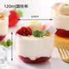 Tass jetables Paies 20pcs 120 ml Petite tasse en plastique Mousse Oeuf Forme de dessert d'anniversaire Transparent Favors Gâteau avec couvercle