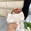 Sacs de soirée 2024 Sac à bandoulière de luxe Handle de main en bois pour femmes sacs à sacs nuages plissés sacs à main cross-body mignon