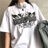Женские футболки Summer Emo Punk Tshirt Женская темная сцена санскритский принт с коротки