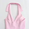 Damestanks HXAO Tube Top Halter Neck Tops For Women Pink Summer Mouwess Cring Cute Corset Woman Sexy Tank 2024