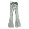 Jeans pour femmes pantalons de fond de bell en denim 2024 Spring Summer High Sincming Ins Style européen Skinny Filyed
