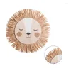 Figurines décoratives 652f Vewovens Cartoon lions pendings décorations de coton fil tissage tête d'animal ornement mural pour chambre à coucher