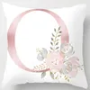 Pillow White Pink Alphabet Pillowcase Letter A-Z Flower Cover Sofa Home Decor