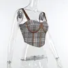 Camisoles Tanks Vintage Plaid Retro European i American Low Comput Shel