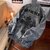 2024 Cross Denim Coat Mens Spring and Autumn American High Street Fashion Märke Trendiga Pi Shuai Jacket