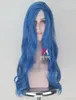 子孫Evie Synthetic Long Wavy Blue Color Halloween Partyコスプレwig5285675