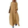 Robes décontractées robe maxi élégante plus taille avec des poches de cou en V pour les femmes doux respirant la longueur de la cheville