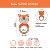 5pc Baby Rattle Toys Cartton Animal Crochet Anneaux en bois Hochet DIY Artisanat de dentition Amigurumi pour bébé