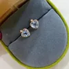 Boucles d'oreilles STAD REAL 925 SIRGE STERLING 14K Gold Blue Heart Zircon For Women Piercing Luxury Jewelry Money