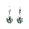 Boucles d'oreilles en peluche S925 Charmes en argent sterling goutte pour femmes Fashion ovale plan tangent cristal zircon oreille dop bijoux