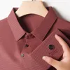 Polos masculinos verão gelo seda de seda racial Camisa de pólo de luxo 2024lapel T-shirt britânica Moda de negócios britânica Non Iron Solid Menswear