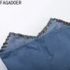 Fagadoer seksowna jeansowa koronkowa spódnica w górę Bodycon Dwuczęściowe zestawy Kobiety v szyja rurka i mini spódnice stroje mody kowboj 2PCS Odzież 240408