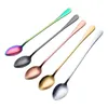 Spoons Stainless Steel Handle Spoon Golden Dessert Ice Cream Coffee Stirring Round Sharp CST