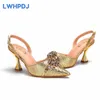 Dress Shoes 2024 Est INS Style Gold Color Elegant High Heels Nigeria Design African Ladies Matching Bag Set