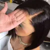 Perucas de cabelo humano frontal de renda suíça Bob Bob, HD Lace Front Wig Human Human, Wig Bob curto e reto para mulheres negras