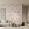 Wallpapers pastorale stijl peeling en stick wallpaper verwijderbare roze/groene bloemenbladeren zelfklevend voor kastdecoratie