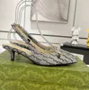 Высококачественные Slingbacks Luxury Designer Sandals 4,5 см на каблуках повседневная подлинная кожаная металлическая пряжка