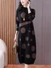 Robes décontractées robe tricotée surdimensionnée Femme hiver printemps 2024 Pull imprimé de luxe léger à la mode
