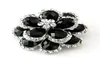 Crystal clair de couleur argentée et Bouquet de fleur de pierre noire broche Pin9870493