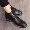 Botas de botas botas de couro preto botas de tornozelo masculino de alta qualidade masculino botas botas casuais boots cowboys marrom