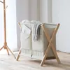 Tvättpåsar Nordiskt tygkorg vikningsdesign Förvaringskorgar solid träram hamra andas smutsiga klädpåse