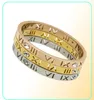 Ny full storlek 610 Rose Gold 18K 4 Diamond Par Roman siffra Titanium Steel Tail Finger Ring för män och kvinnor9852452