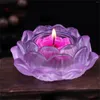 Candle Holders 7 Colors Quartz Crystal Lotus Flower Crafts Glass Paperweight Fengshui Ornaments Figurines Home Wedding Party Decor Gifts