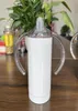 Blanco sublimatie sippy cup voor kinderen 12oz witte rechte sippy cups roestvrijstalen kinderen drinken tuimelaar met handgrepen FY46237108364