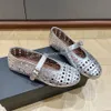 Mujeres de mejor calidad Flats de ballet con correa de sándalo hueco de sandalias de cuero redondo de cuero de punta maría jane zapatos de mocasines diseñadores de lujo para mujeres de lujo