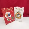 Embrulho de presente 12/24pcs Feliz Natal Bolsa de papel Favory Candy Box Sacos portáteis de embalagem com corda ano de natal ano