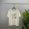 T-shirt à manches courtes de style européen à la mode avec motif d'impression de lettre ondulée Top unisexe avec doublure en coton