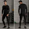 Set 2 pièces ensembles de compression costumes de vêtements de set sec rapide pour hommes Sport en cours de jogging mma jogging gym work out les vêtements de survêtement