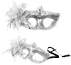 Venetian Masquerade Dance Ball Mask Mask Party Party Fancy Dishy Eyemask on Stick Masks Lily Flower Lace Feather Held Stick Mask 2024414