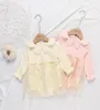 024m Girls Princesse Triangle Romper Summer mignon Long Bubble Sleeve Collar Collar Daisy Playing avec jupe en tulle imprimé HEM JUSTUSU5294345