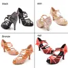 Chaussures de danse wuxijiao femmes baskets salsa satin et net confortable salon de bal brun rouge abricot noir