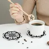 Bord mattor utsmyckade vita lotus kakel dygare pvc läder placemats icke-halkisolering kaffe hem kök matsalar uppsättning av 4