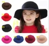 Autumn Winter Warm Kids Jongens Girls Vintage brede rand zachte pet zachte wol vilt bowknot bowler floppy kinderen zon hoed strand door air111966198