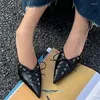 Slippers Summer Bow Mid Heels Women Pointed Toe Sexy Sandals Luxury Shoes 2024 Dress Party Pumps Flip Flops Female Slides