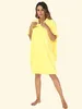 Kvinnors sömnkläder 2024 Summer Yellow Bow Coral Velvet Bathrobe Hooded Short Sleeve Wearable Bath Handduk